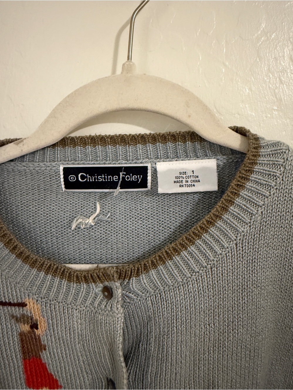 Rare Christine Foley Vintage Golfer Knit Cardigan - Picture 2 of 4
